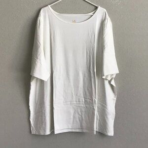 Belle by Kim Gravel TripleLuxe Pima Elbow Sleeve Top - White (Sz 4X) a475699